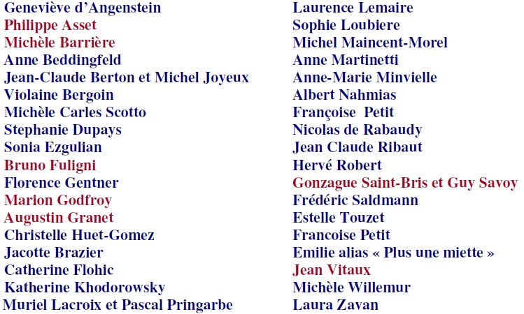 Liste auteurs Salon Gastronomie 2015