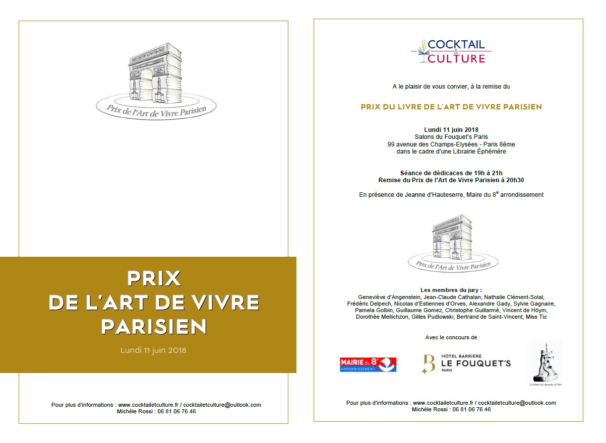 Invitation Prix de l'Art de Vivre Parisien 11 juin 2018