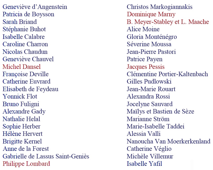Liste des auteurs présents