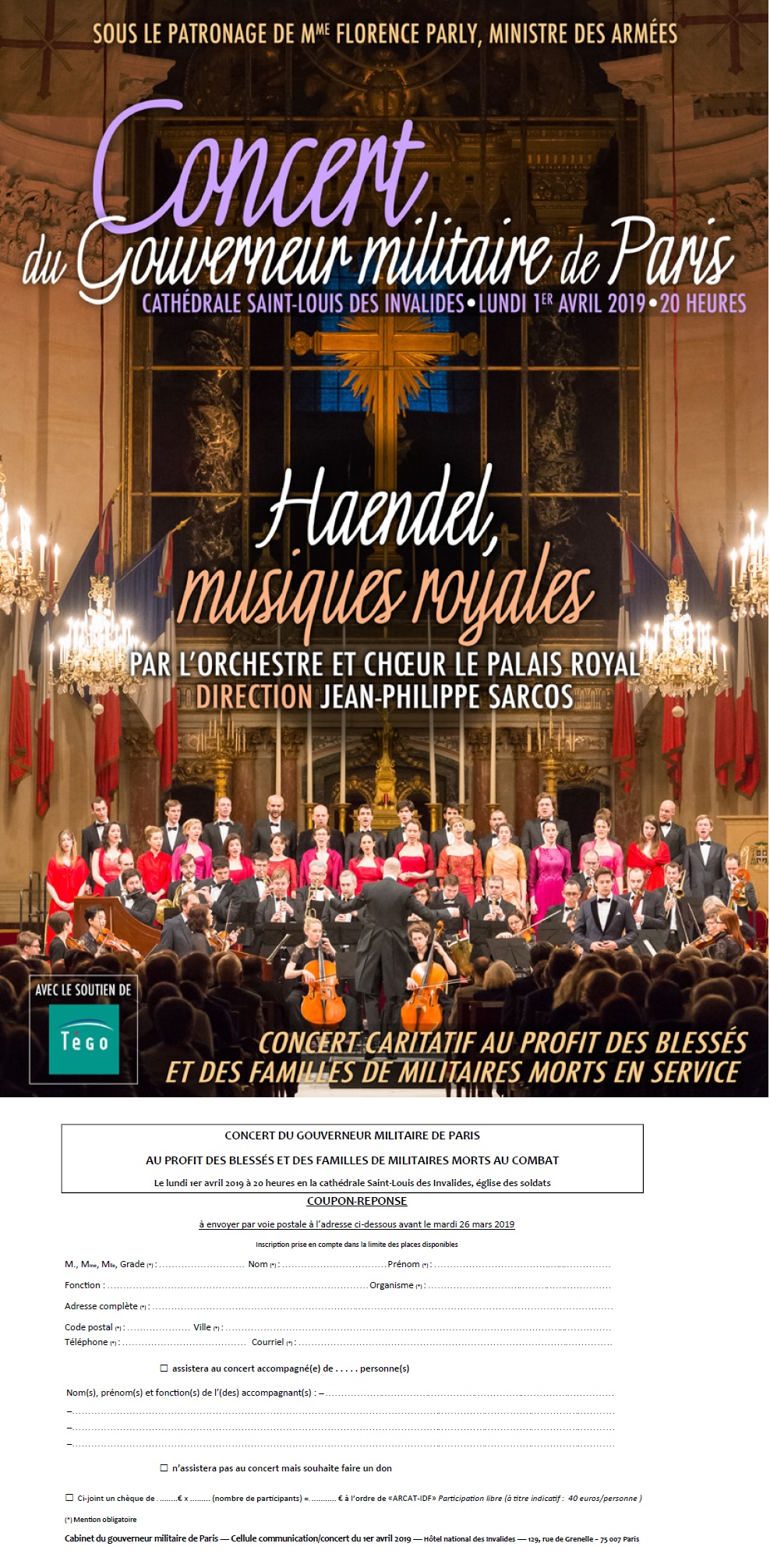 Affiche Concert du Gouverneur Militaire de Paris