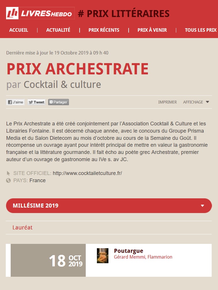 Prix Archestrate 2019