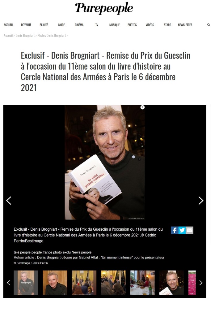 Purepeople – Remise du Prix du Guesclin et 11e Salon de l’Histoire le 6 décembre 2021